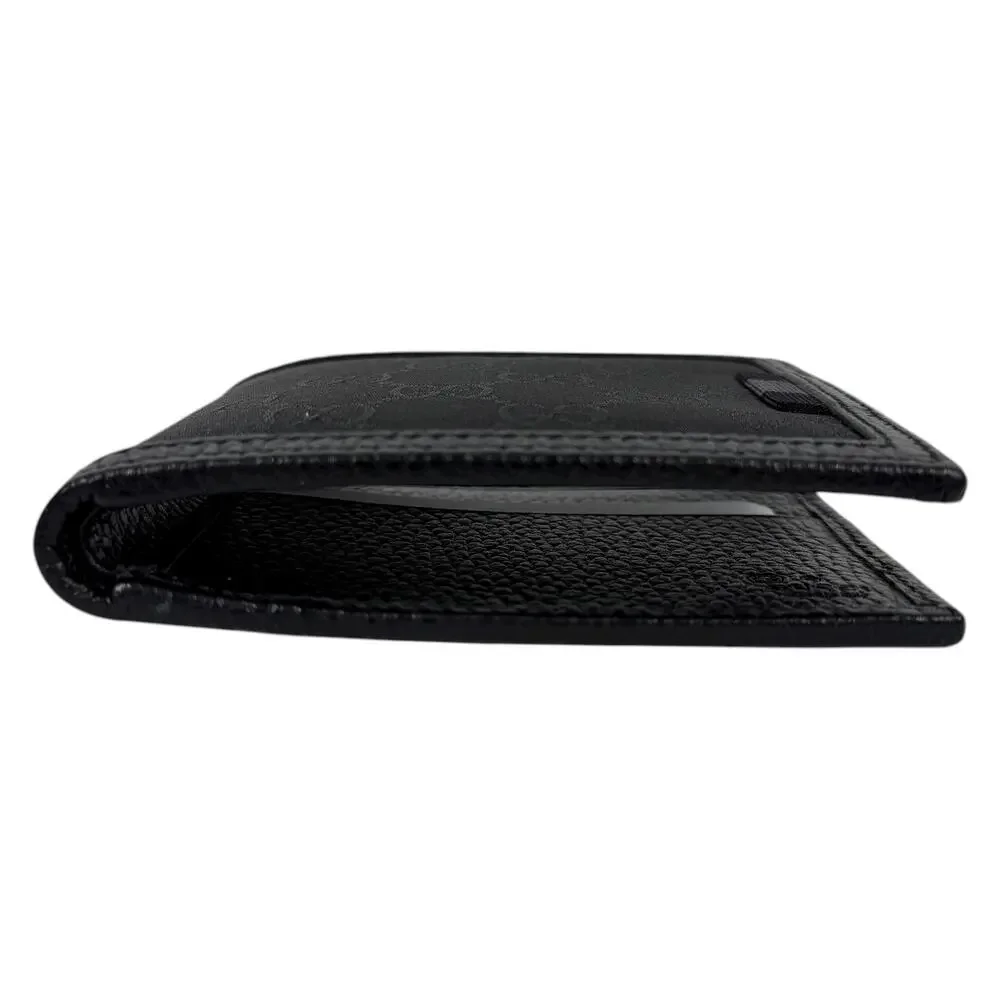 Gucci GG Monogram Canvas Bi-Fold Wallet Leather Trim Black 260987